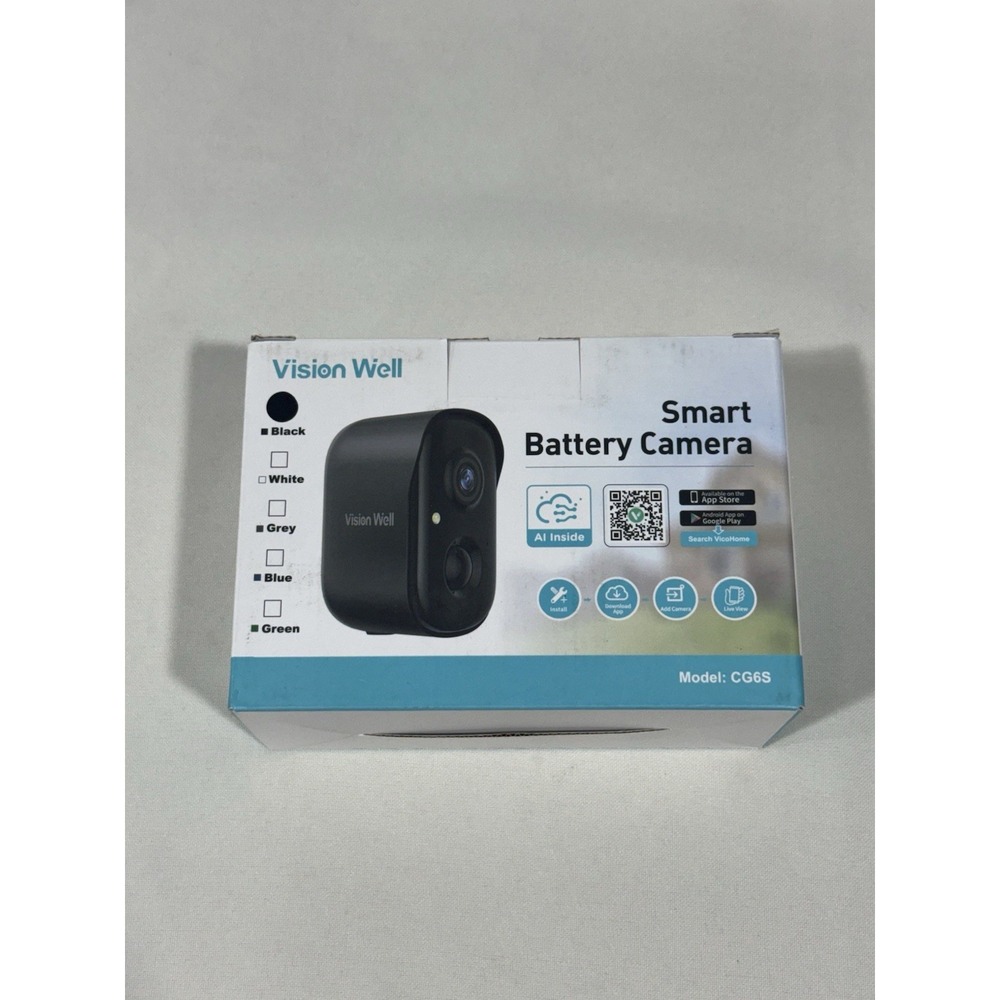 NIB Vision‎ Well Smart Battery Camera CG6S-Black 2 Way Audio